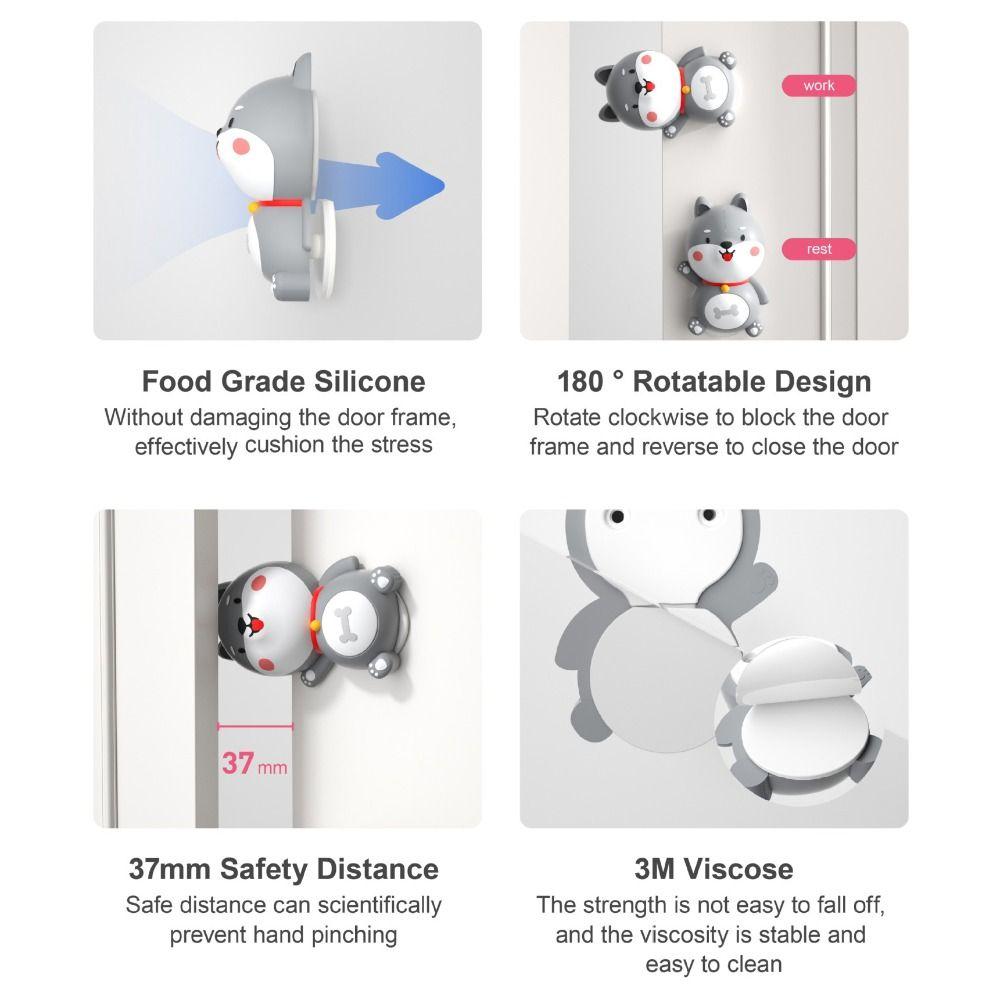Silicone Door Stopper Windproof Function Cartoon Animal Safety Door Stop Hand Buffer Automatic Closing Prevention Door Arrest