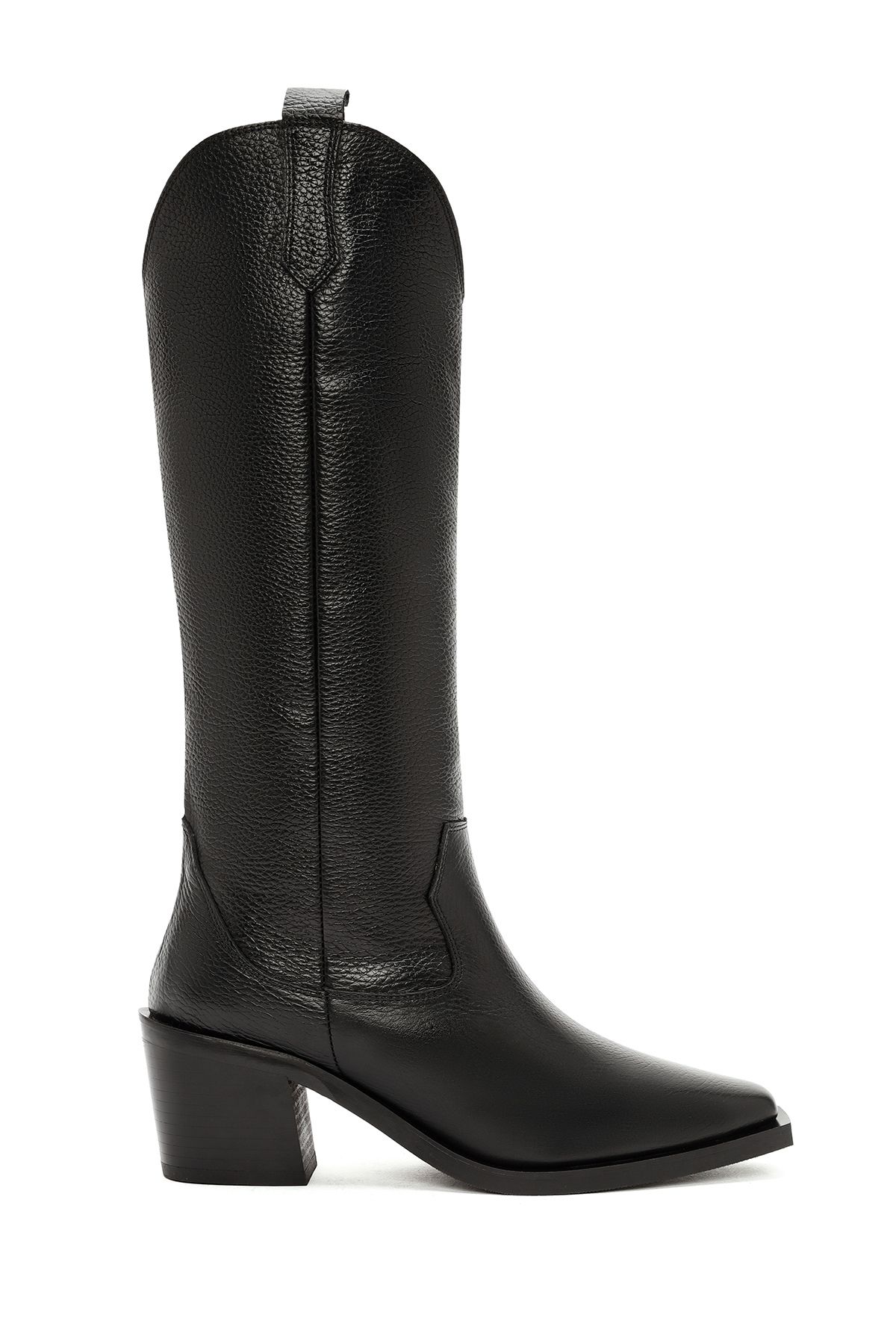 

Women Modern Stylish Fashion Boots Genuine Leather Black Thick Heel Leather Cowboy Boots 36