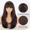 LISI HAIR Dámská přírodní rovná hnědá paruka s ofinou Syntetické vlákno Přírodní vlnitá vrstvená paruka Cosplay Denní nošení
