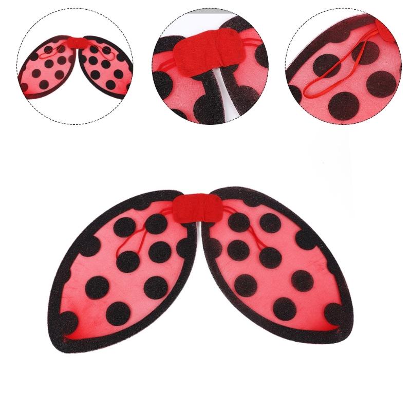 Ladybird Foldable Wing for Childrens Role Play Costume Soft Fabric Design Comfortable Wear at Halloween Parties and Themed Event