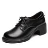 Die erste Schicht Rindsleder Einzelne Schuhe Damen Keilabsatz Herbst Neu Schnürleder Brock Britisch Retro Slipper Damenschuhe