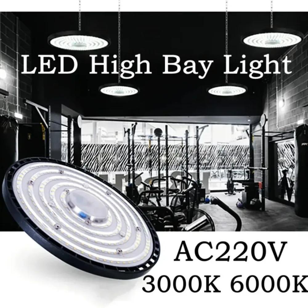 AC 220V Super Bright LED High Bay Light IP65 Waterproof UFO Warehouse Garage Light 100W 150W 200W For Gym Factory Lighting 6000K