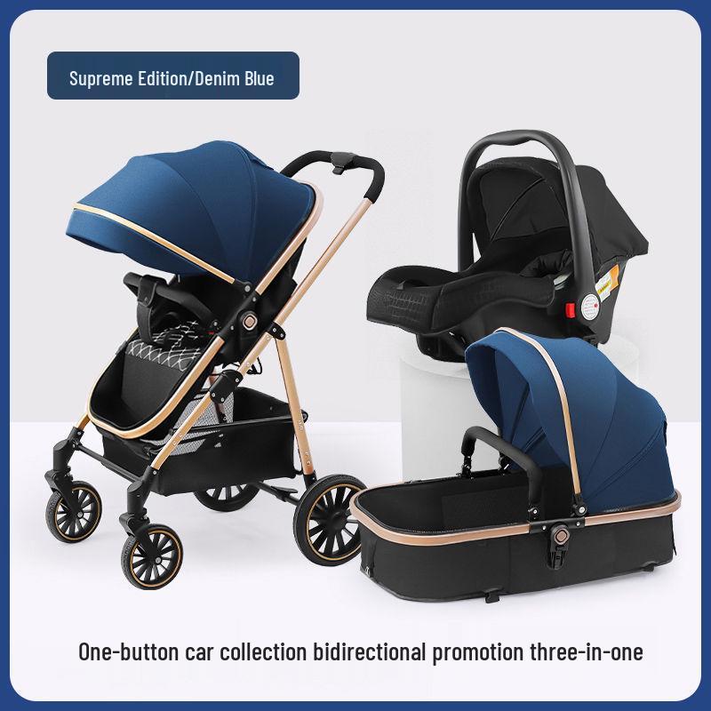Lightweight Reversible Stroller with Dining Tray - Four-Wheel, Folding, for Infants and Toddlers