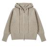 Womens Oversized Hooded Knit Cardigan Sweater Loose Casual Long Sleeve Zip-Up Outerwear
