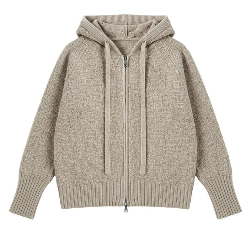 Womens Oversized Hooded Knit Cardigan Sweater Loose Casual Long Sleeve Zip-Up Outerwear