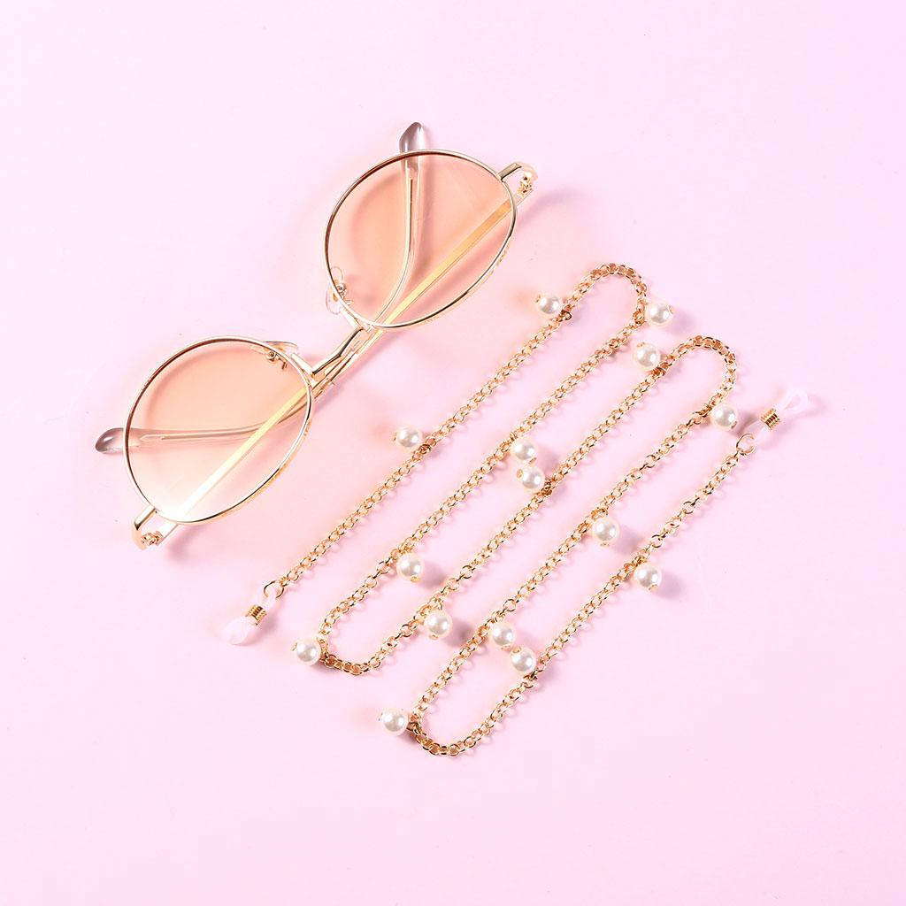 Women Fashion Artificial Pearl Beads Nonslip Interlok Eyeglass Chain