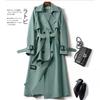 2026 Womens Mid-Length Trench Coat Double-Breasted Classic British Style Over-Knee Outerwear Petite Plus Size
