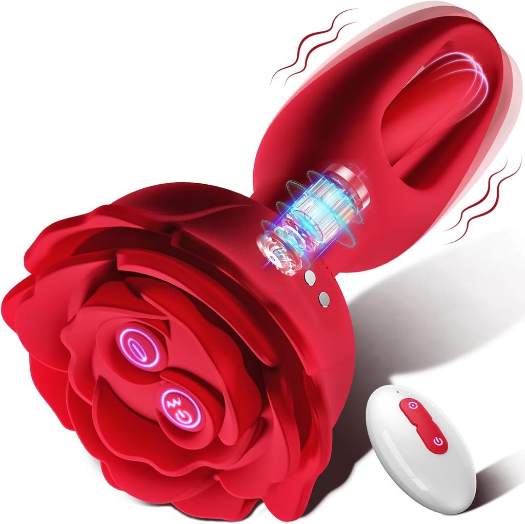 3 In 1 Rose Atrium Plug Vibrator with Vibration and Slap Modes Male Female Sex Machine Remote Control Atrium Masturbator Adult Toys