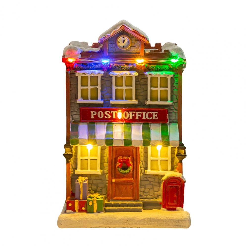 Festive Tabletop Display Led House with Music Battery Operated Holiday Centerpiece for Tabletop Display Festive Resin Figurine