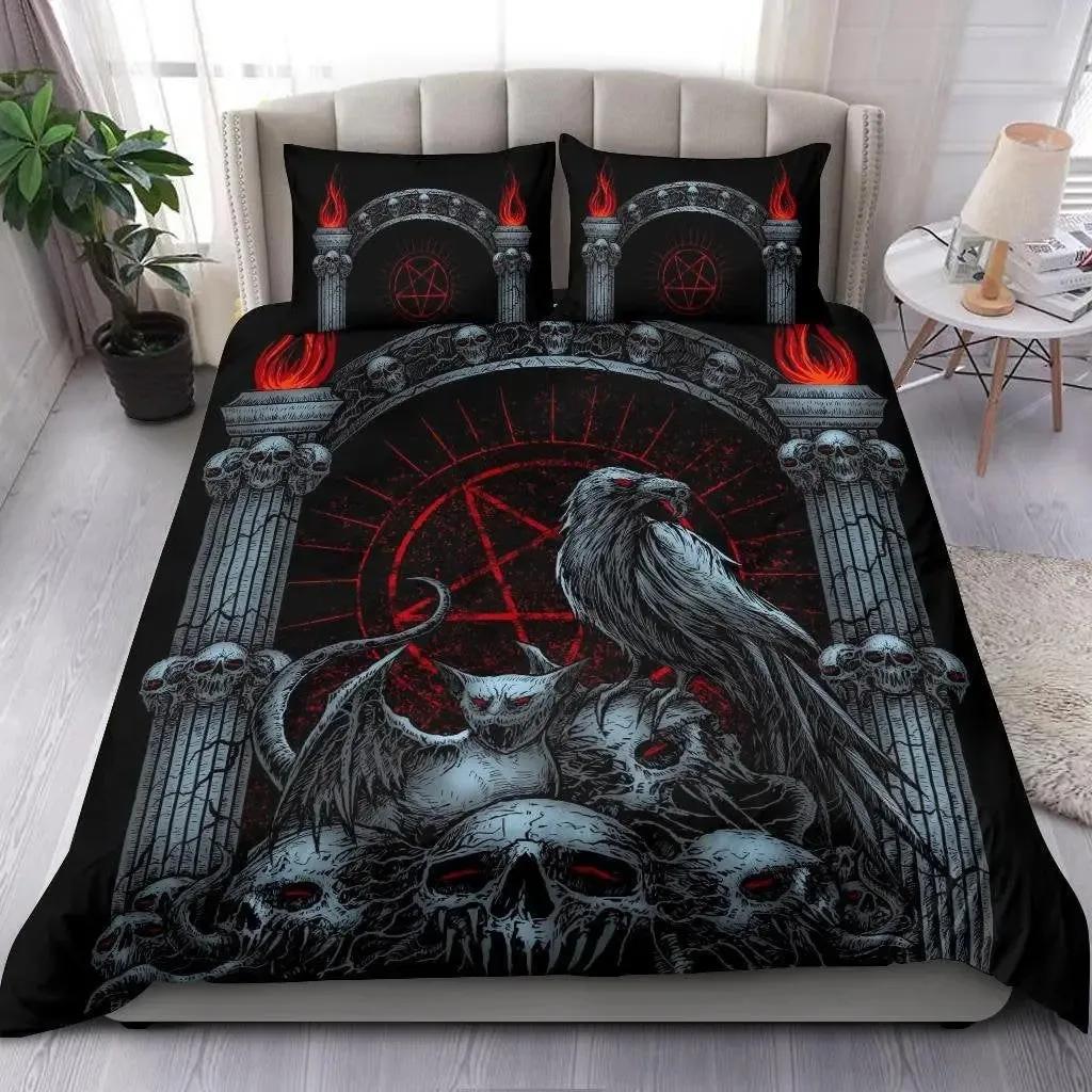 Skull Chevalier Duvet Cover Set King Size Horror Skeleton Bedding Set Day Of The Death Comforter Cover For Boys Men Gifts