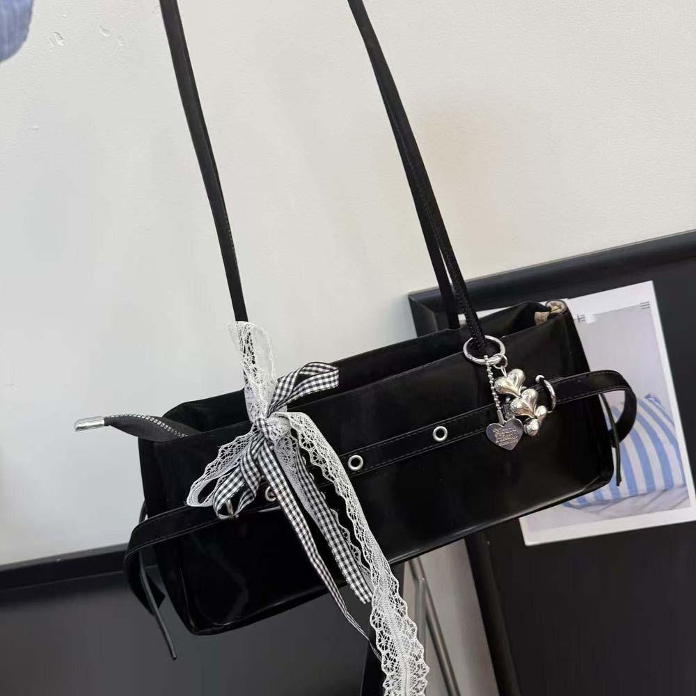 

Bow PU Shoulder Bag Pendant Women Underarm Bags All-match French Stick Handbag Ladies