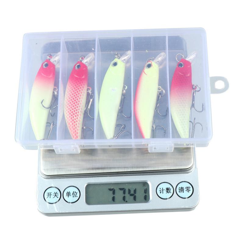 5PCSLuminous Minnow Set5g /6.5g /8g Sinking artificial bait for sea fishing of mackerel and bass