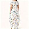 Plus Size Women Summer Dress Crew Neck Short Sleeve Loose Fit Apparel For Casual Home And Outdoor Walking