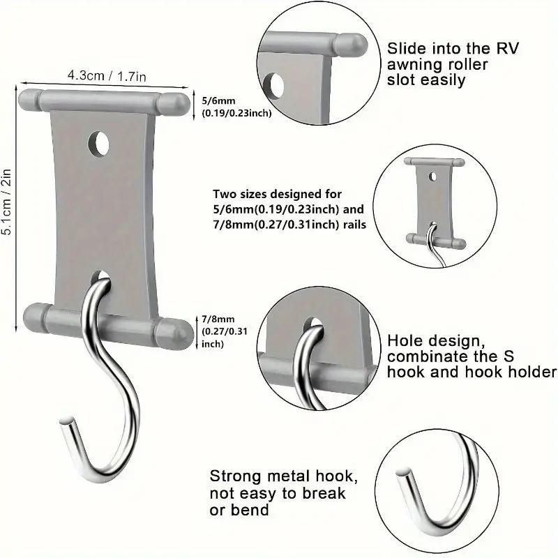 6 Pcs S Shaped Camping Awning Hooks Clips RV Tent Hangers Light Hangers With Holes For Caravan Camperb Accessories