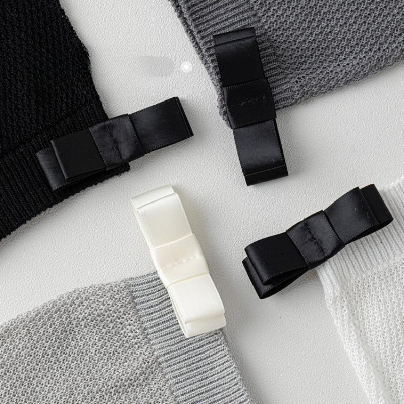 Ballet-style Calf Socks for Women, Thin White Thigh-high Socks for Spring and Summer, Breathable Mesh and Bow Pile Socks