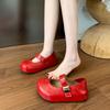 Red Mary Jane single shoes women's platform height increase spring and summer new with skirt cool single shoes