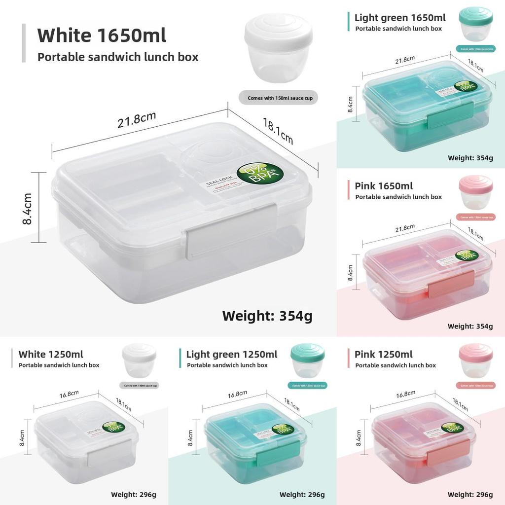 Portable Double Layer Bento Box With Dividers For Office Lunches And Picnics