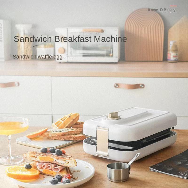 Mașină de mic dejun 220V Oală de coacere a pâinei Mașină multifuncțională antiaderență pentru sandvișuri Pâine de pâine Mașină pentru vafele