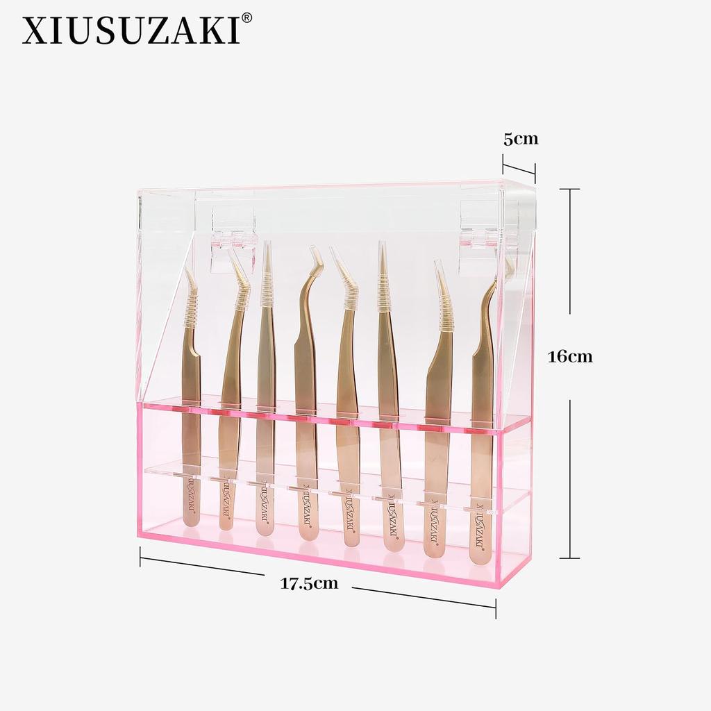 Tweezers Storage Box 8 Holes Holder Lash Tweezers Storage for Eyelash Extensions Eyelash Professional(Black,Only the Box)