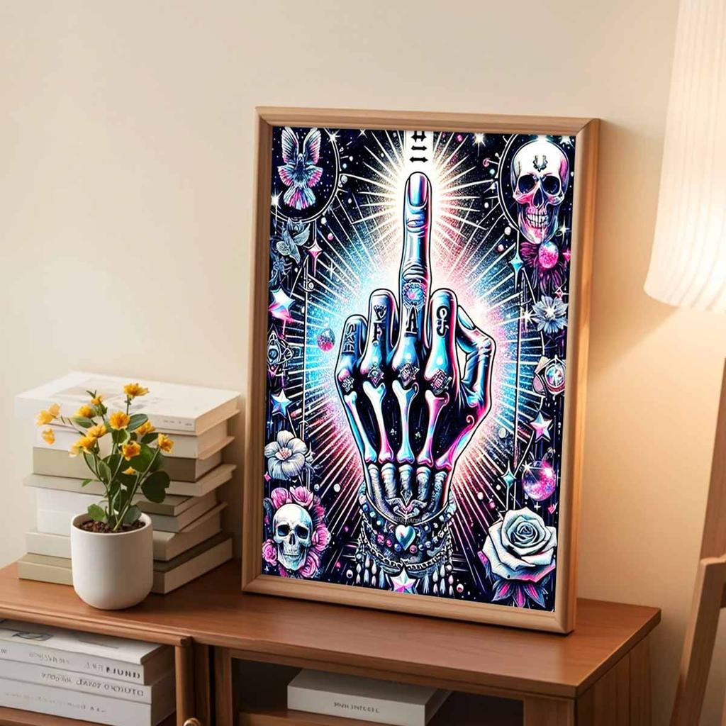 Full Round Diamond Painting Middle Finger Art Rhinestone Picture Mosaic DIY 5D Cross Stitch Embroidery Home Decoration