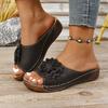 Large Platform Cutout Slipper Women's Floral Wedge Beach Sandal