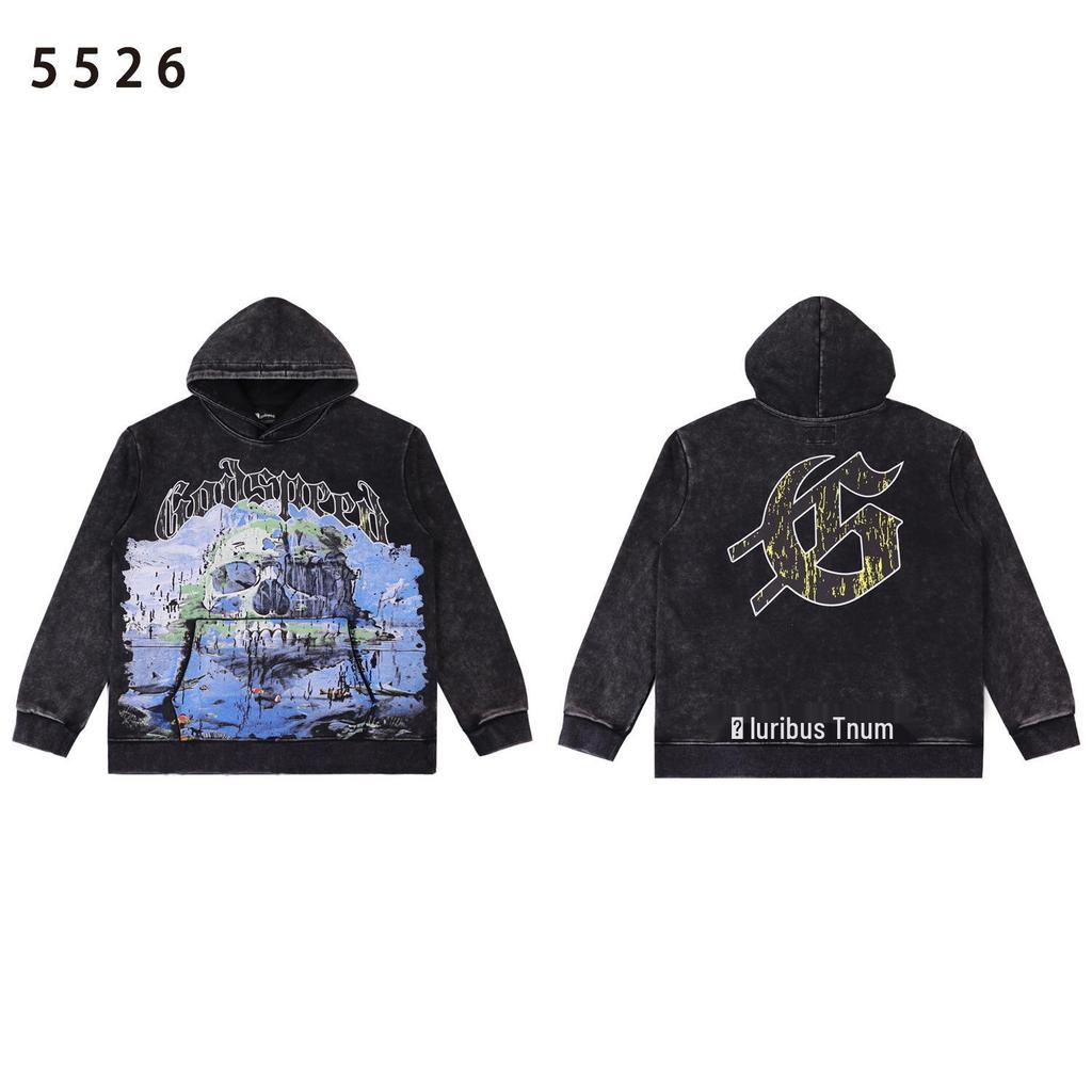 American Trendy GD Rock Retro Distressed Hoodie - Autumn/Winter Fashion