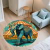 Striped Elephant,Round Area Rug,Carpet Rug for Living Room Bedroom Sofa Playroom Decor,Non-slip Floor Mat