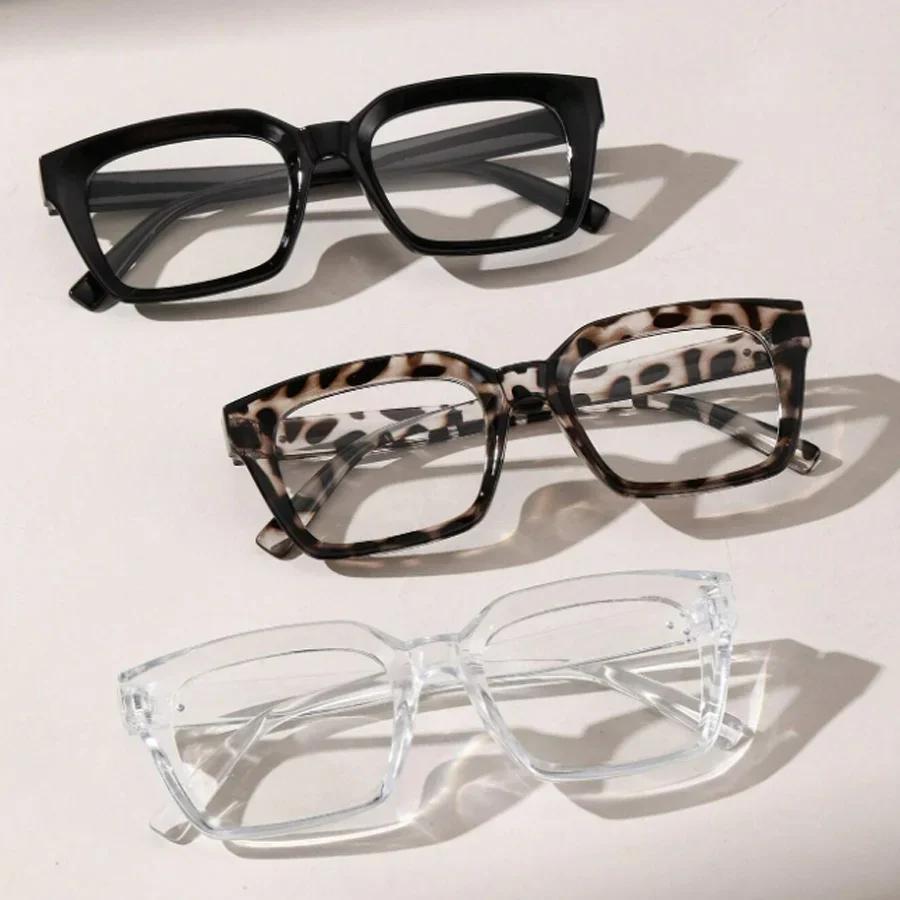 2Pcs/3Pcs/4Pcs Fashionable Rectangular Frame Non-Prescription Glasses, Multi-Color Frames, Transparent Lenses, for Daily Wear