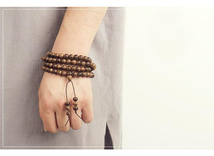 Authentic 8mm Agarwood 108-Bead Unisex Bracelet - Genuine High-Oil Kalimantan Material