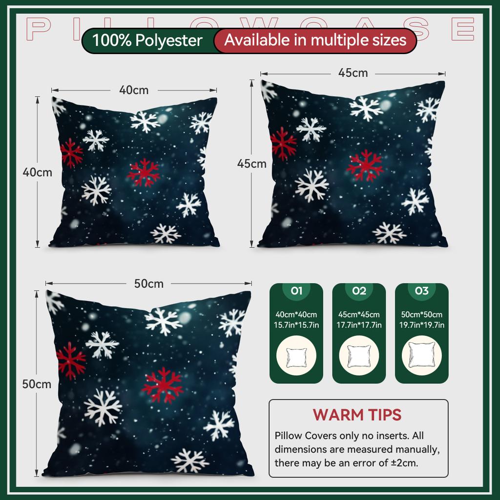 Snow Shadow Christmas Pillowcase Printed Polyester 40/45/50Cm Throw Pillowcover Decorative Sofa Cushion Pillowslip Home Decor