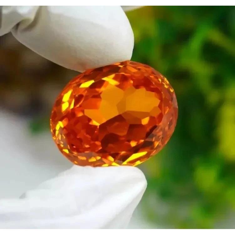 Zircon Orange Cambodian Natural 90+ Ct Oval Cut Fabulous Certified Gemstone