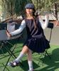 General Idea Pleated Skirt Mini Dress [Navy] / Gf1Lop503