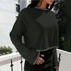 High Waist Contrasting Color Knitted Sweater Women's Early Autumn New Loose Short Pullover Sweater