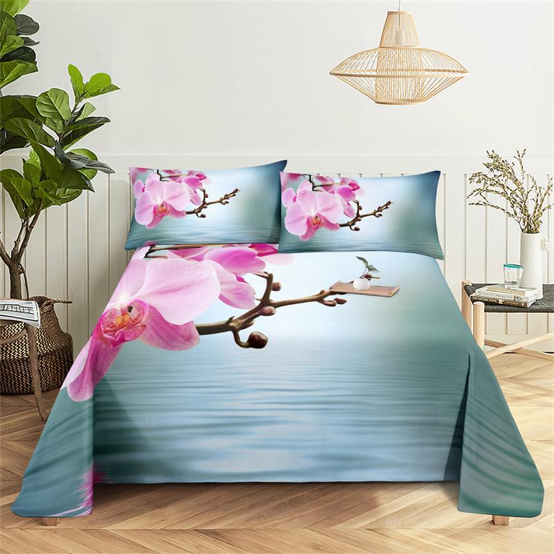 Bedroom Sheet Set Gorgeous Flowers Digital Printing Bedding Sheet Pillow Case Bedding Fashion Exquisite Printing Sheet