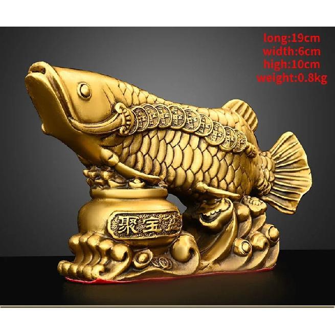 

High Quality Copper Fish Ornaments Gold Dragon Home Living Room Office Decor 19x6x10cm