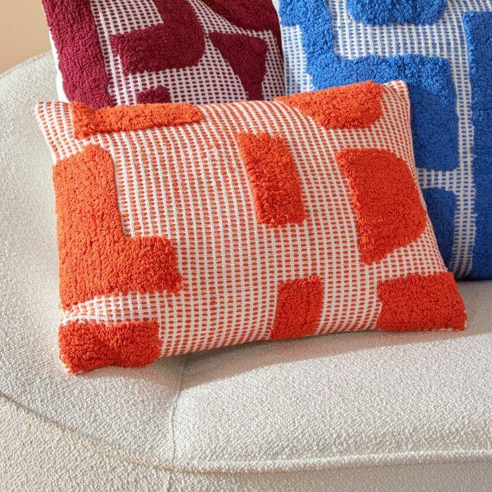 Coussin - Poppys - 38 X 58 Cm - Coton - Déhoussable - Orange