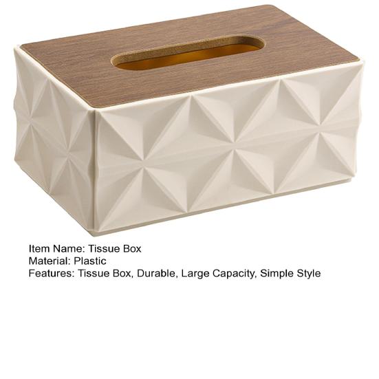 Tissue Box with Wood Lid, Large Capacity Waterproof Tissue Holder, Simple Style Desktop Tissue Dispenser for Home And Office