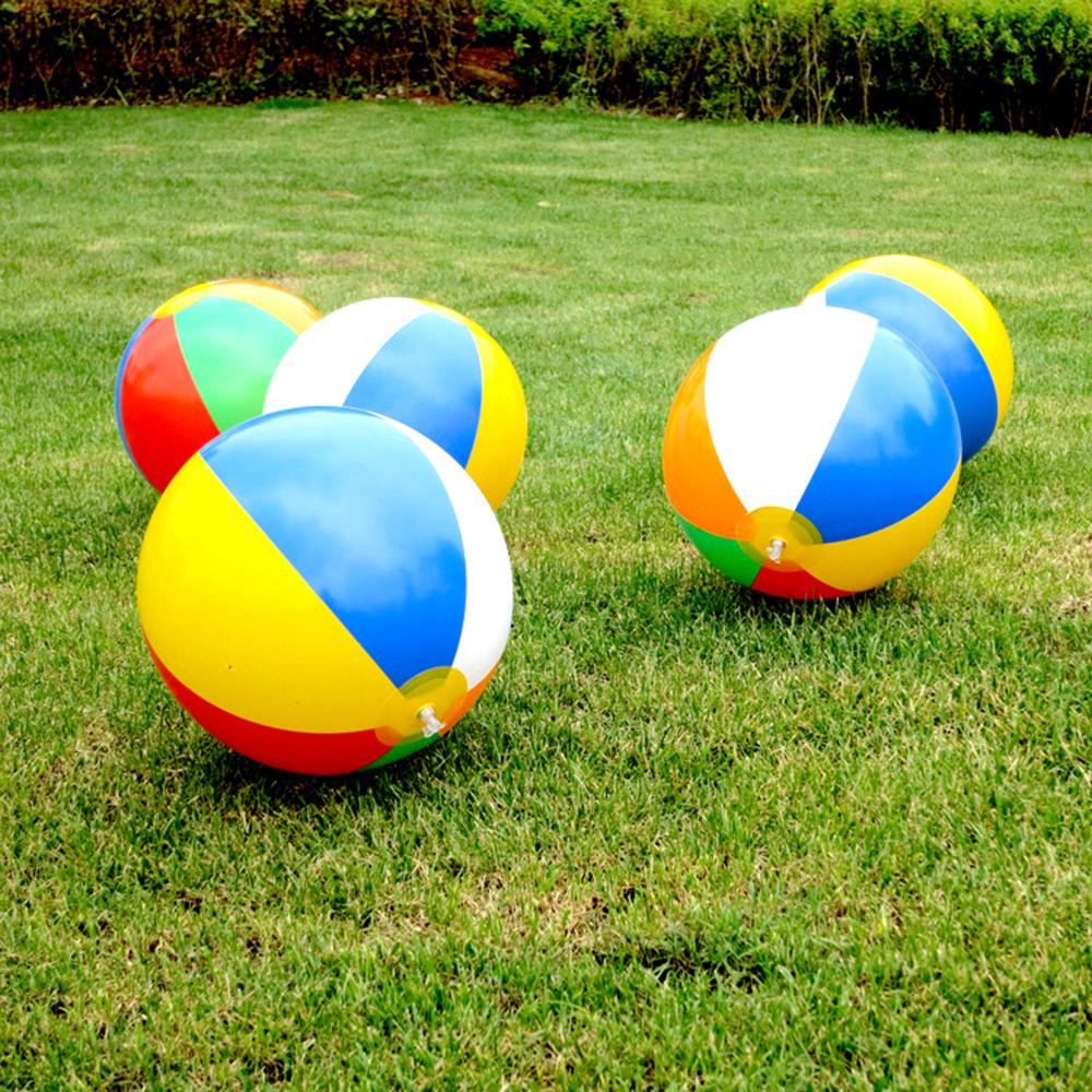 25/30/36cm Inflatable Beach Ball PVC Water Balloons Rainbow-Color Balls Summer Outdoor Beach Swimming Pool Float Swimming Rings