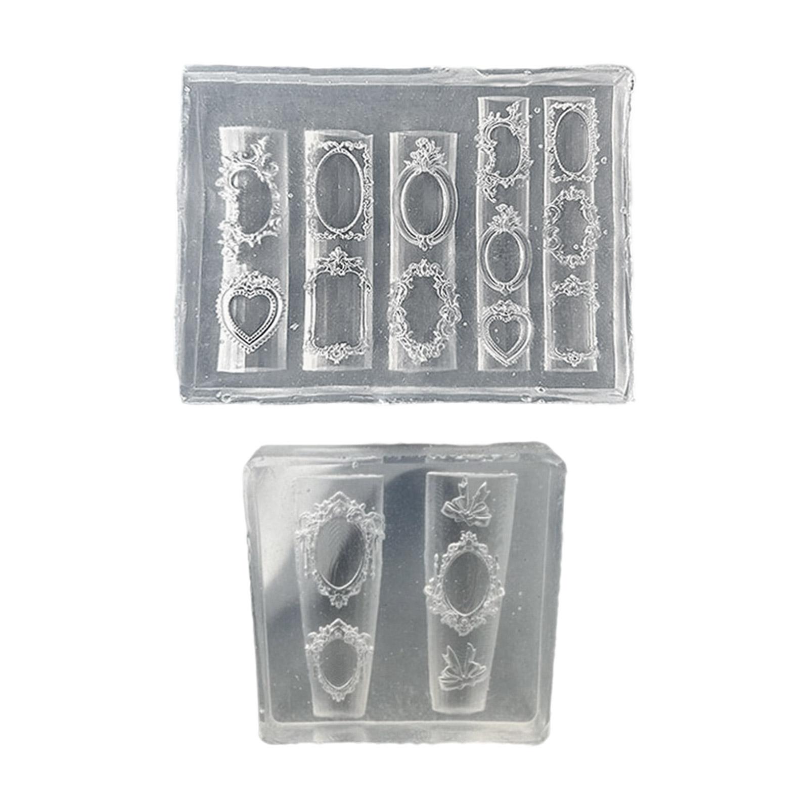 

2 Piece Reusable Nail Charm Silicone Molds For 3D Nail Art Creations And Creative Nail Embellishments T1
