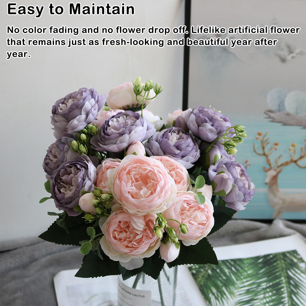 Künstliche Pfingstrosen, Seidenblumen, fünfköpfiger Blumenstrauß, Kunstrosen für Party, Vase, Hochzeit, Tischdekoration