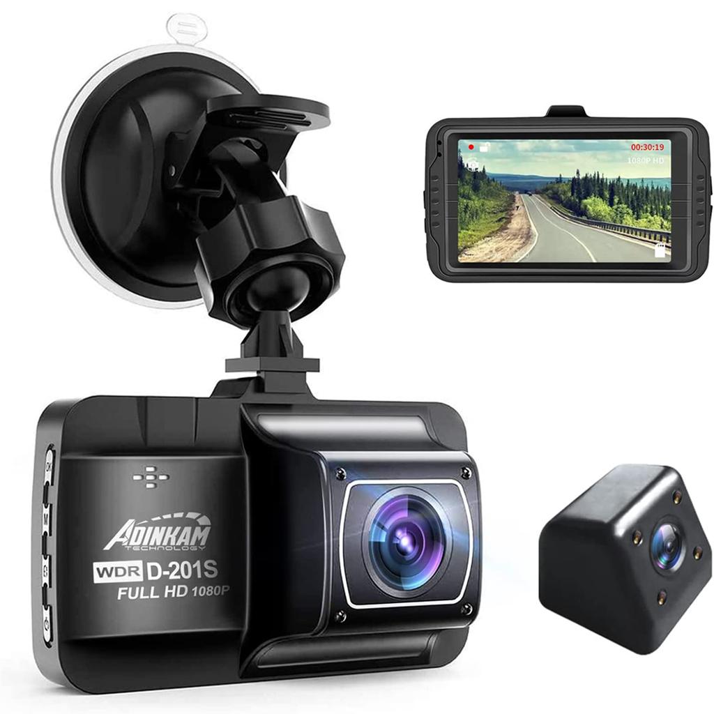 ADINKAM 3 Inch FHD 1080P Dual Lens Mini Dashcam Car Driving Recorder Backup Camera with Night Vision Loop Recording Park Monitor