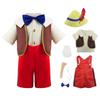 7 PCS Marionnettes Personnages Contes de Fées Enfants Costume Cosplay Garçon Nez Long Déguisement Avec Accessoires Halloween Carnaval Tenue d'Anniversaire