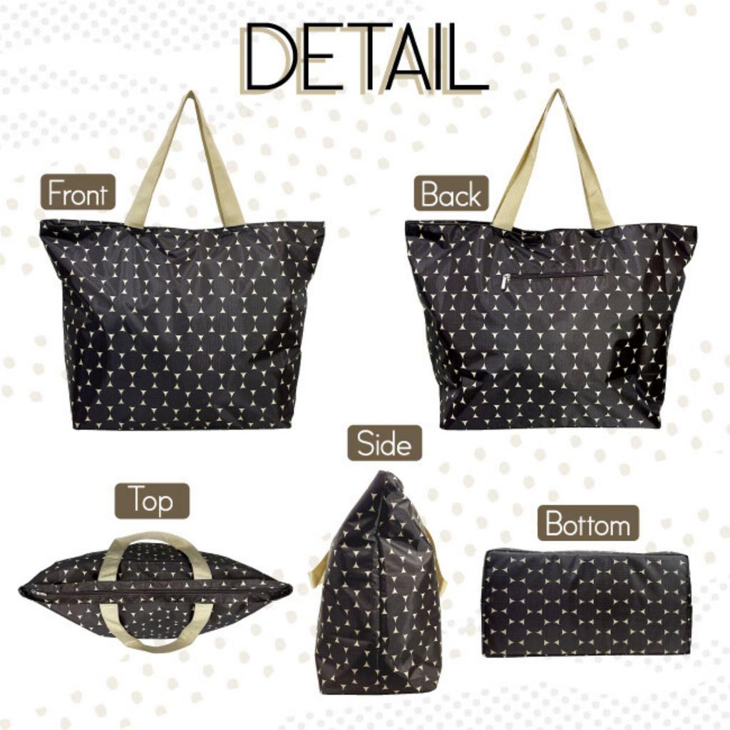 Large Capacity Tote Bag A3 Size Durable Ripstop Fabric Convenient Shoulder Strap 3 Inner 1 Outer Pocket Stylish Polka Dot Pattern X H40 X D20cm
