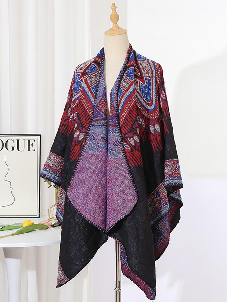 Winter Women Men Scarf Layers Poncho Retro Boho Print Wrap Shawl Scarve Capa Para Mujer Pashmina Cloak Travel Holiday Casual New