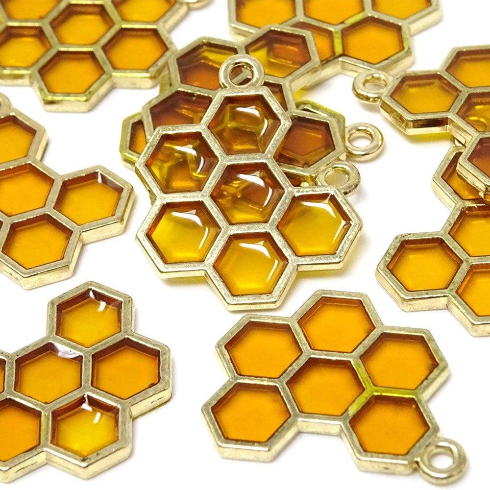 5/10/20 Stück Legierungs-Tropföl-Wabenanhänger, gelber Wabenanhänger, verwendet für die Schmuckherstellung, DIY-Halsketten- und Armbandbasteln