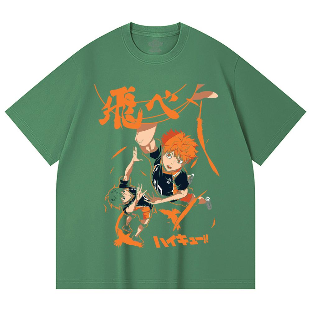 230 Gsm 100% Cotton Haikyuu V10 Hinata Tobio Print Unisex Heavy Cotton T Shirt