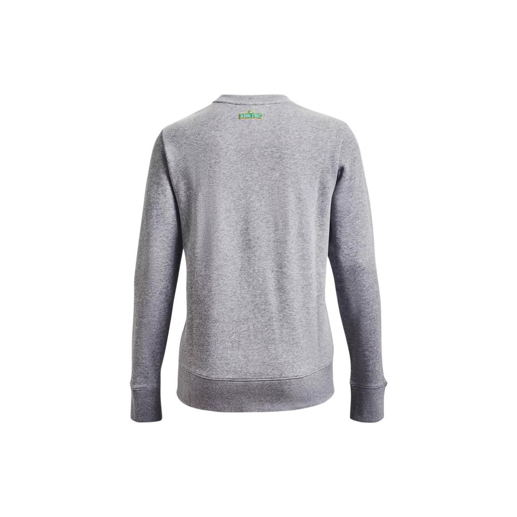 Under Armour X Ulica Sezamkowa Wzór Litery i Cyfry Nadrukowana Sportowa Bluza z Okrągłym Dekoltem Damska Bluza Szara 1369637-011