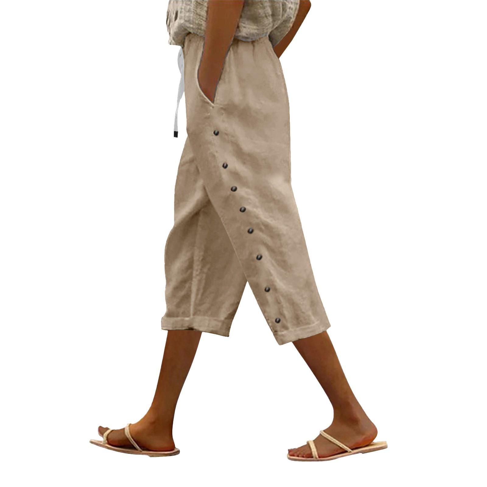 

Женские повседневные брюки с застежкой сбоку, модные, мешковатые, с эластичной талией, прямые, удобные брюки с карманом M верблюд