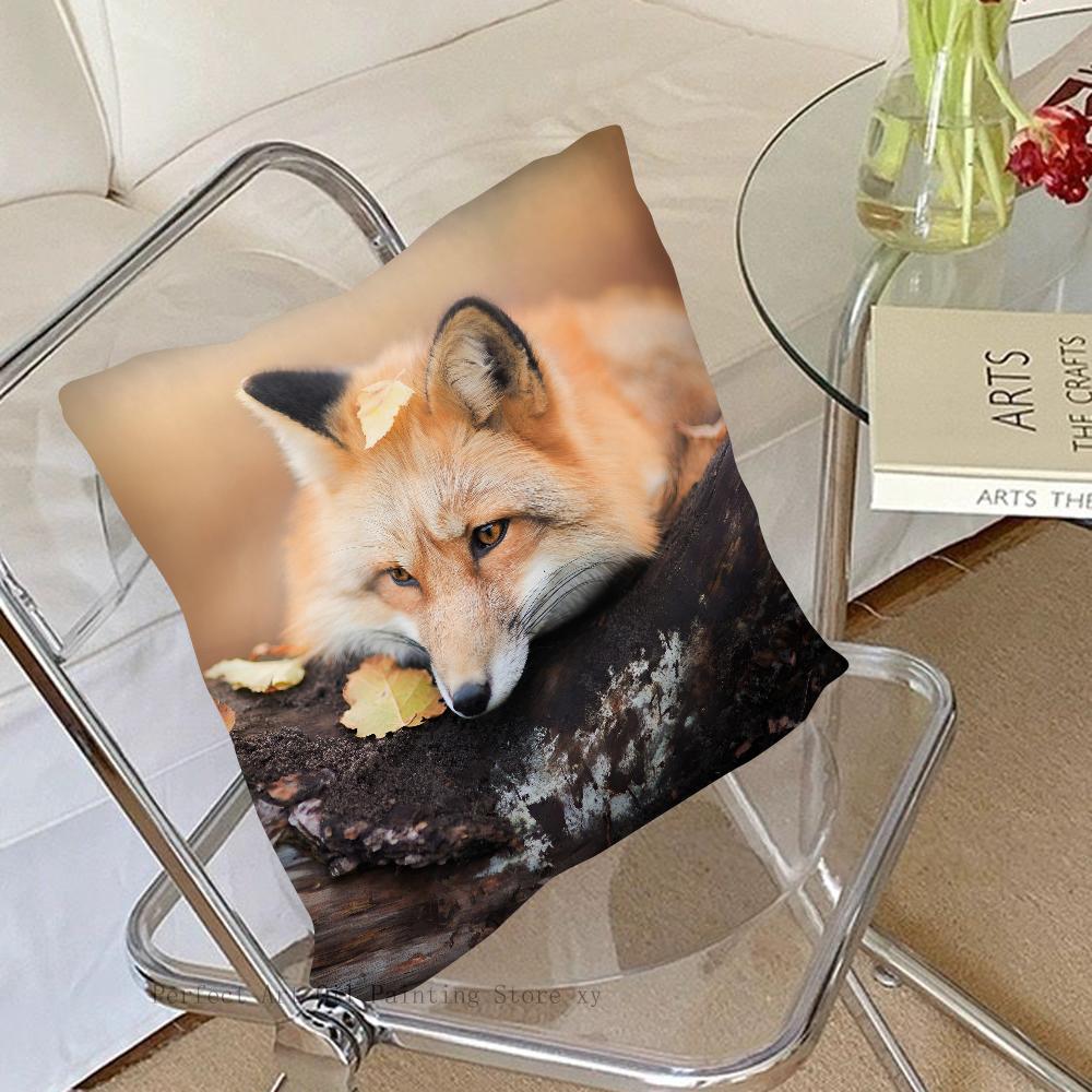 Cute Wild Fox Pillow Case Fashion Square Pillowcase Bedroom Sofa Room Ins Decoration Leisure Cushion Cover 40x40