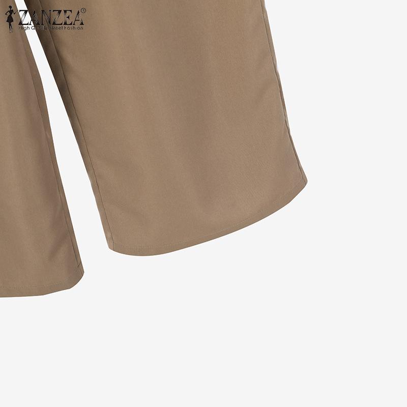 ZANZEA Women High Low Hem and Pants Casual Two Piece Suit Sets